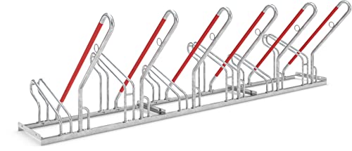 Anlehnparker 2506 XBF | Fahrradständer einseitig | für 6 extra breite Fahrräder | erweiterbar | Abwechselnde Hoch-/Tiefeinstellung | mit Anlehnbügel | Fahrradparker Bodenparker Mehrfachständer von König Werbeanlagen