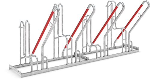 Anlehnparker 4504 XBF | Fahrradständer einseitig | für 4 extra breite Fahrräder | erweiterbar | Abwechselnde Hoch-/Tiefeinstellung | Fahrradparker Bodenparker Mehrfachständer Anlehnbügel | Dreifke® von König Werbeanlagen