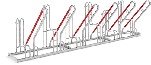 Anlehnparker 4506 XBF | Fahrradständer einseitig | für 6 extra breite Fahrräder | erweiterbar | Abwechselnde Hoch-/Tiefeinstellung | Fahrradparker Bodenparker Mehrfachständer Anlehnbügel | Dreifke® von König Werbeanlagen