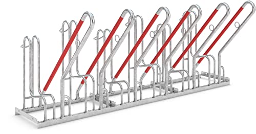 Anlehnparker 4506 | Fahrradständer einseitig | für 6 Fahrräder | Freiaufstellung | erweiterbar | Abwechselnde Hoch-/Tiefeinstellung | Fahrradparker Bodenparker Mehrfachständer Anlehnbügel | Dreifke® von König Werbeanlagen