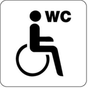 Aufkleber Behinderten-WC Folie selbstklebend 16 x 16 cm (Türschild, Rollstuhl) praxisbewährt, wetterfest von König Werbeanlagen