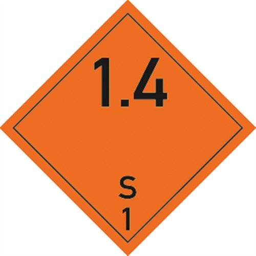 Aufkleber Explosive Stoffe u. Gegenstände mit Explosivstoff, Ukl. 1.4/S, Folie, 25x25 cm von König Werbeanlagen