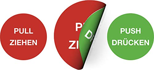 Aufkleber Türschild doppelseitig PULL ZIEHEN = ROT/PUSH DRÜCKEN = GRÜN selbstklebend 5cm Ø (Klebeseite ZIEHEN) (Türaufkleber, Hinweisschild) praxisbewährt, wetterfest von König Werbeanlagen