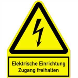 Aufkleber Warnschild Elektrische Einrichtung Zugang freihalten gem. ASR A1.3/ DIN 7010 Folie selbstklebend 24,4 x 20cm (Wanrschild, Strom) praxisbewährt, wetterfest von König Werbeanlagen