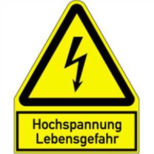 Aufkleber Warnschild Hochspannung Lebensgefahr 12,2 x 10cm sl Folie von König Werbeanlagen