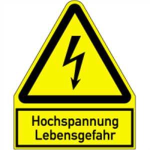 Aufkleber Warnschild Hochspannung Lebensgefahr 12,2 x 10cm sl Folie von König Werbeanlagen