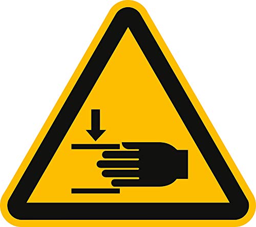 Aufkleber Warnschild Warnung vor Handverletzungen 10cm sl Folie von König Werbeanlagen