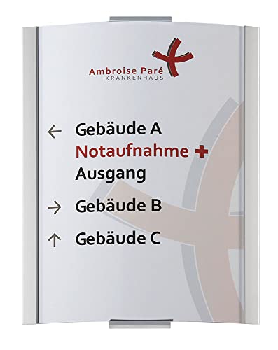 FRANKFURT Wandschild DIN A4 hoch | 297 x 230 mm | Aluminium silber | entspiegelte Abdeckung | einfache Montage zum Schrauben | Leitsystem | Türschild Büro | Büroschild von König Werbeanlagen