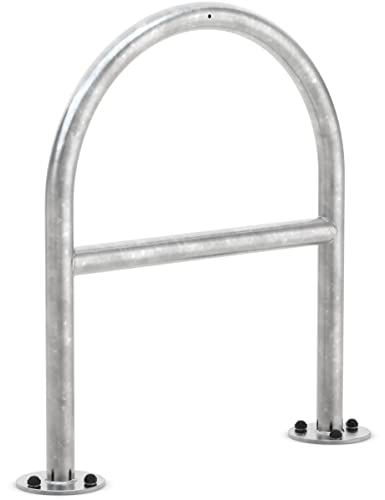 Fahrrad-Anlehnbügel 9531 | 650mm mit Knierohr | für 2 Fahrräder | zum Aufdübeln | Stahl verzinkt | Bewährter Stand- und Schutzbügel für den Außenbereich | Fahrradparker Bügelparker Fahrrad Anlehnbügel von König Werbeanlagen