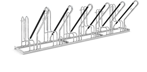 Fahrradparksystem 4706 XBF | Sicherheit und Komfort l Fahrradständer für 6 Fahrräder | Einstellen+Anlehnen | Reihenparker einseitig | Stahl verzinkt | Anlehnbügel Bodenparker Mehrfachständer von König Werbeanlagen