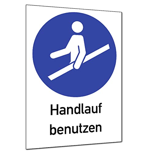 Handlauf benutzen ISO 7010, Kombischild, Kunststoff, 210x297 mm von König Werbeanlagen