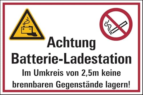 Dreifke® Aufkleber Hinweisschild, Batterie-Ladestation, 200 x 300 mm Folie selbstklebend von König Werbeanlagen