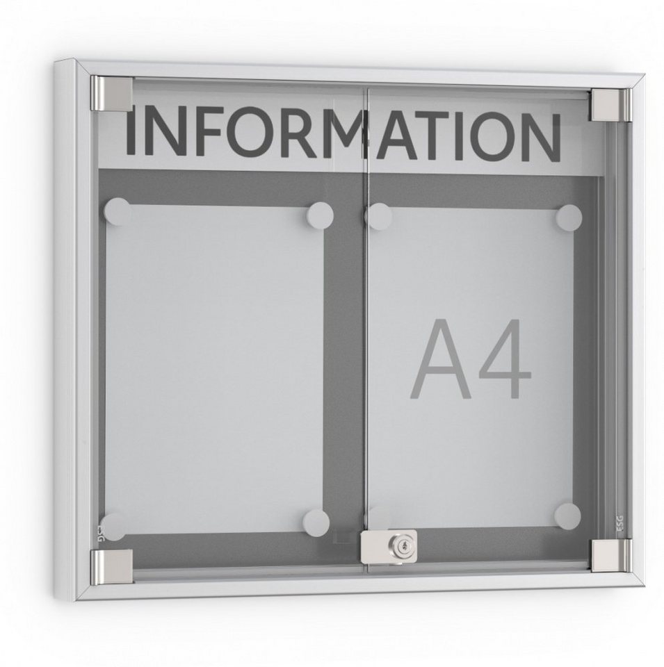 König Werbeanlagen Rahmen Maximaler Komfort: Unser Premiumschaukasten GN 6 - 2 x DIN A4 - Einseitig - 60 mm Bautiefe - Vitrine von König Werbeanlagen