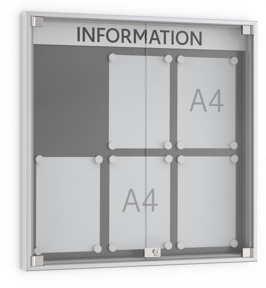 König Werbeanlagen Rahmen Maximaler Komfort: Unser Premiumschaukasten GN 7 - 6 x DIN A4 - Einseitig - 60 mm Bautiefe - Vitrine von König Werbeanlagen