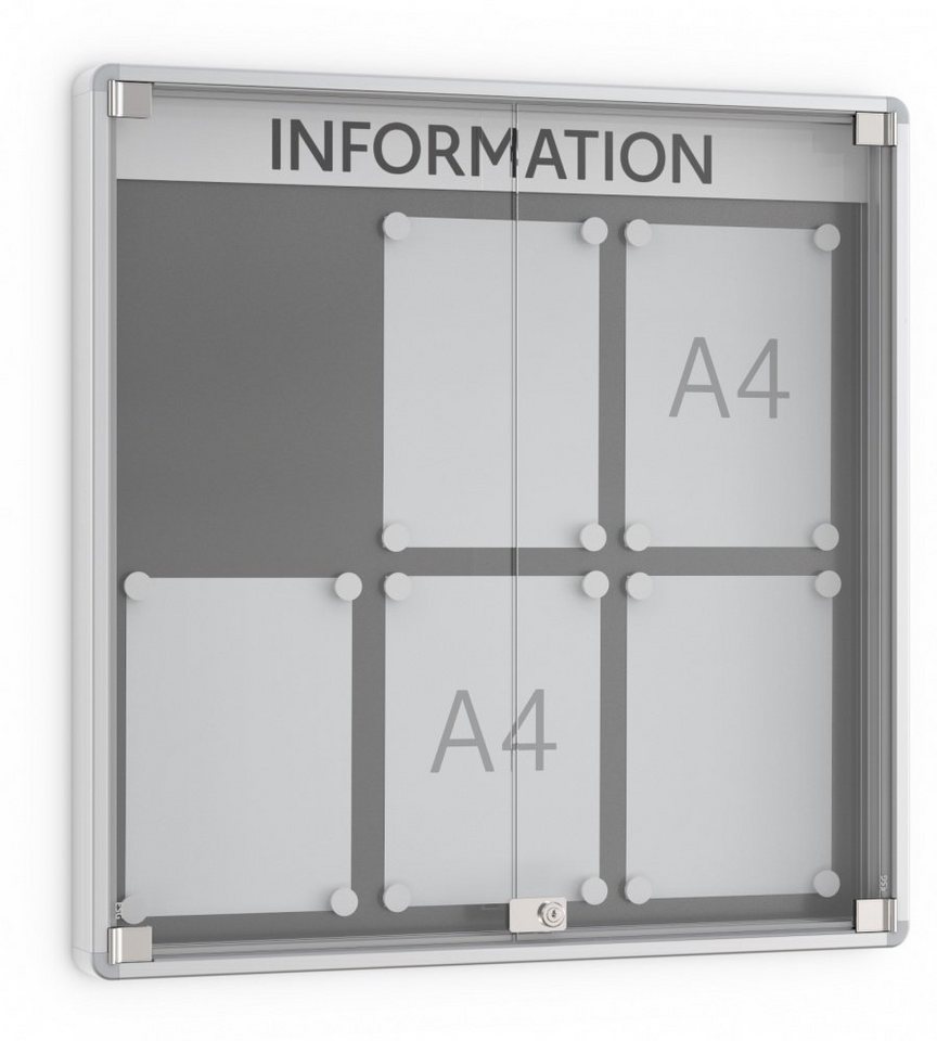 König Werbeanlagen Rahmen Maximaler Komfort: Unser Premiumschaukasten GR 7 - 6 x DIN A4 - Einseitig - 60 mm Bautiefe - Vitrine von König Werbeanlagen