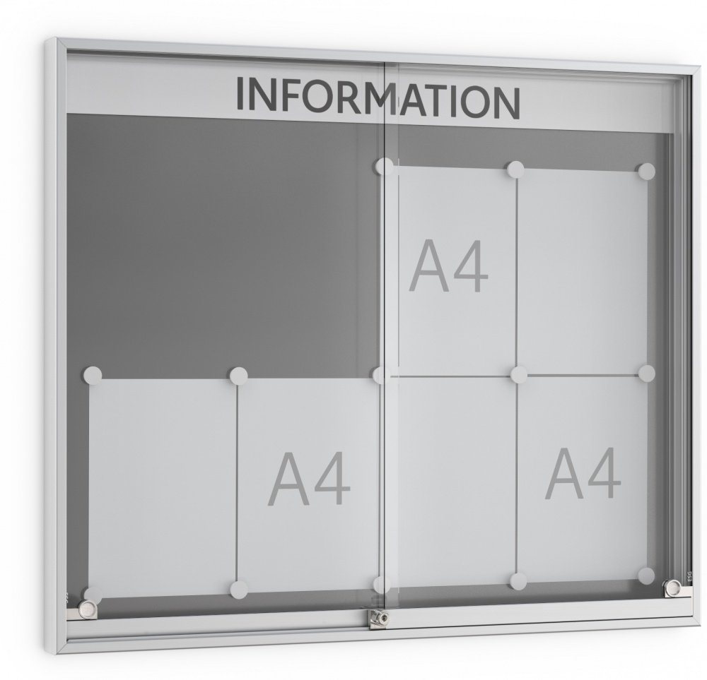 König Werbeanlagen Rahmen Top präsentiert: Der Premium-Schiebetürschaukasten SN 8 - 8 x DIN A4 - Einseitig - 60 mm Bautiefe - Vitrine von König Werbeanlagen