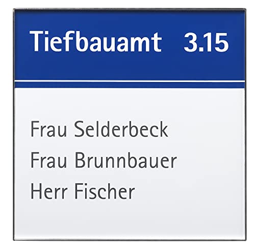 Rio Türschild 150 | 150x150mm | Edelstahl | Türschild Büro | Büroschild | inkl. entspiegelter Abdeckung von König Werbeanlagen