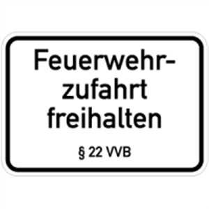 Schild Feuerwehrzufahrt freihalten §22VVB Alu 35 x 50cm von König Werbeanlagen