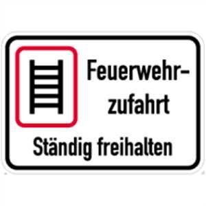 Schild Feuerwehrzufahrt ständig freihalten Alu 35x50cm (Brandschutzzeichen, Parkverbot) praxisbewährt, wetterfest von König Werbeanlagen