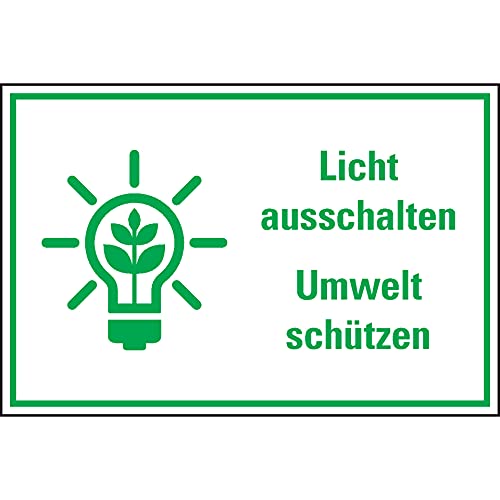 Schild I Kombischild Licht ausschalten Umwelt schützen, Text/Symbol, Kunststoff, 300x200mm von König Werbeanlagen