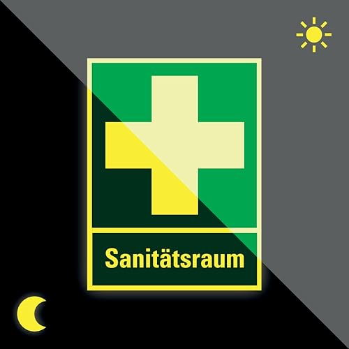 Schild | PERMALIGHT power langnachleuchtend Rettungs-Kombischild Sanitätsraum, ASR/ISO, Kunststoff, 300x400mm von König Werbeanlagen