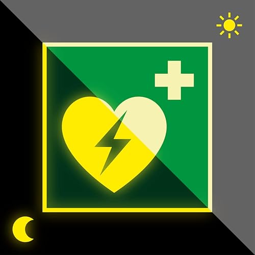 Schild | PERMALIGHT power langnachleuchtend Rettungszeichen Automatisierter externer Defibrillator (AED), ASR/ISO, Kunststoff, 200x200mm von König Werbeanlagen