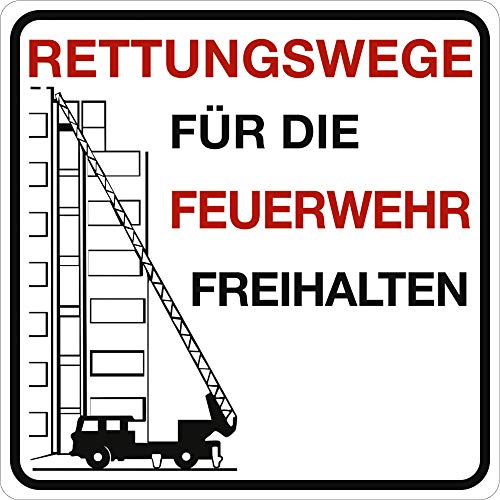 Schild Rettungswege für Feuerwehr 50x50cm Alu von König Werbeanlagen