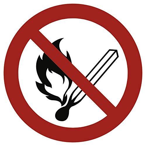 Schild Verbotsschild Feuer, offenes Licht und Rauchen verboten 20cm Ø PVC von König Werbeanlagen