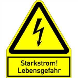 Schild Warnschild Starkstrom! Lebensgefahr Alu geprägt 24,4 x 20cm SL von König Werbeanlagen