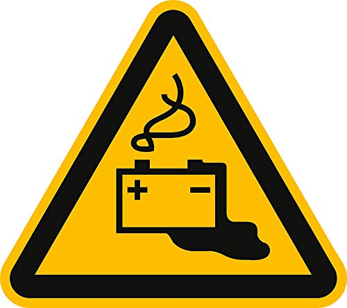 Schild Warnschild Warnung vor Gefahren durch Batterien 20cm sl PVC von König Werbeanlagen