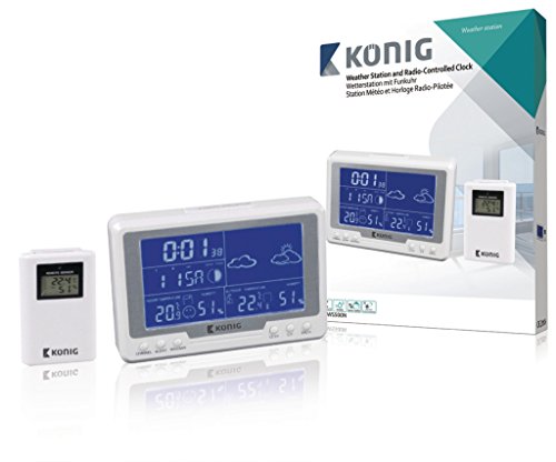 König Funkuhr-Wetterstation mit Aussensensor, weiß von KÖNIG