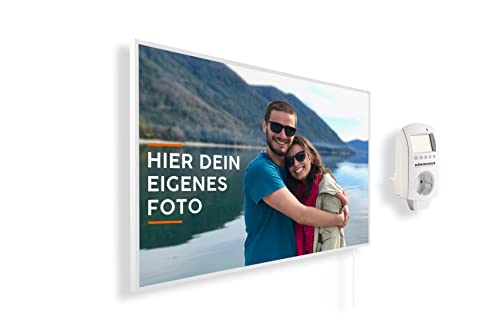 Könighaus Eigenes Bild & Foto Infrarot Heizung mit TÜV SÜD & 5 Jahren Garantie - Made in Germany (Lade DEIN eigenes Motiv hoch und mach dir ein Einzelstück) (1000W-Weißer Rahmen) - inkl. Thermostat von Könighaus