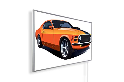 Könighaus 1000W Infrarotheizung mit Bild in HD Qualität ✓ inkl. Thermostat ✓ 5 Jahre Garantie ✓ Doppelter überhitzungsschutz ✓ Infrarot Wandheizung ✓ Motiv: 253. Sportwagen Orange von Könighaus