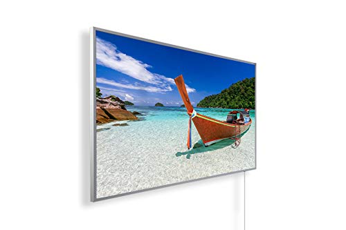 Könighaus 800W Infrarotheizung mit Bild in HD Qualität ✓ Energiesparend ✓ 5 Jahre Garantie ✓ Doppelter überhitzungsschutz ✓ Infrarot Wandheizung ✓ Motiv: 34. Strand Boot Thai von Könighaus