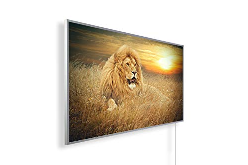 Könighaus 800W Infrarotheizung mit Bild in HD Qualität - Energiesparend - TÜV SÜD + 5 Jahre Garantie - Doppelter Überhitzungsschutz - Infrarot Wandheizung - Motiv: 70. Löwe Afrika von Könighaus