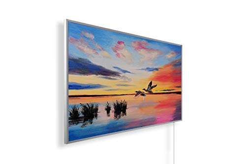 Könighaus 800W Infrarotheizung mit Bild in HD Qualität ✓ inkl. Smart Thermostat ✓ 5 Jahre Garantie ✓ Doppelter überhitzungsschutz ✓ Infrarot Wandheizung ✓ Motiv: 108. Flugenten Ölgemälde 2 von Könighaus