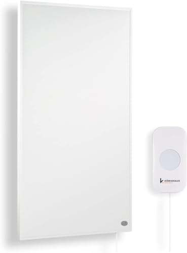 Könighaus Infrarot Heizung 1200 Watt mit TÜV SÜD + 10 Jahre Herstellergarantie ✓ Doppelter Überhitzungsschutz ✓ Heizkörper für 1-29 m² ✓ inkl. Integriertem Smart Thermostat und App von Könighaus