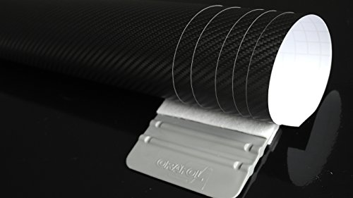 Könighaus (7,89/m2) Schwarz 3D Carbon Autofolie 200 x 152 cm mit Luftkanälen + Gratis Rakel inkl. Anleitung von Könighaus