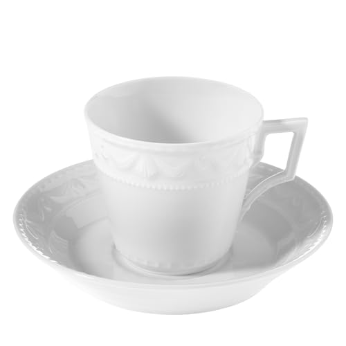 KPM Berlin Kaffeetasse., Obertasse + Untertasse, Porzellan, Tassen, mit Untertassen, Handmade, weiß (Kollektion KURAND, Klassisch) von Königliche Porzellan-Manufaktur Berlin