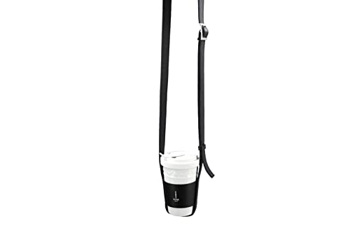 KPM Berlin Kurland To-Go Becher Carrier Leder mit weißer Prägung, Must-Have Accessoire, schwarz von Königliche Porzellan-Manufaktur Berlin