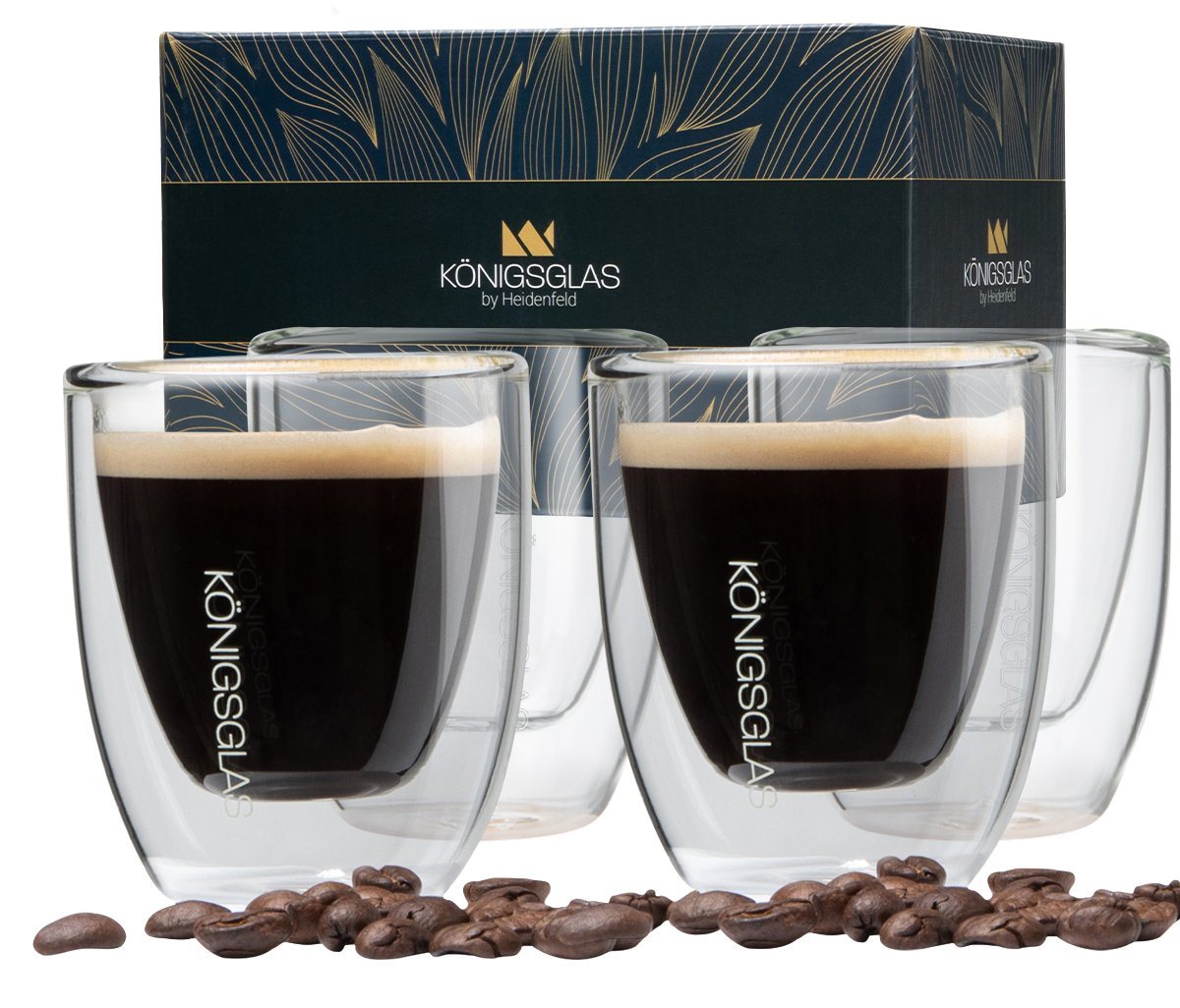 Königsglas Espressoglas Espresso Glas Set 80 ml doppelwandige Espressotassen, Thermogläser, handgefertigte Kaffee Gläser 2/4er Set Cappuccino Latte Macchiato Königsglas Espressoglas Espresso Glas Set 80 ml doppelwandige Espressotassen, Thermogläser, handgefertigte Kaffee Gläser 2/4er Set Cappuccino Latte Macchiato von Königsglas