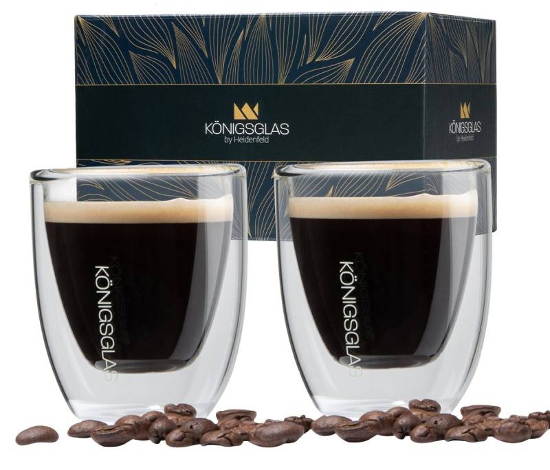 Königsglas Espressoglas Espresso Glas Set 80 ml doppelwandige Espressotassen, Thermogläser, handgefertigte Kaffee Gläser 2/4er Set Cappuccino Latte Macchiato von Königsglas