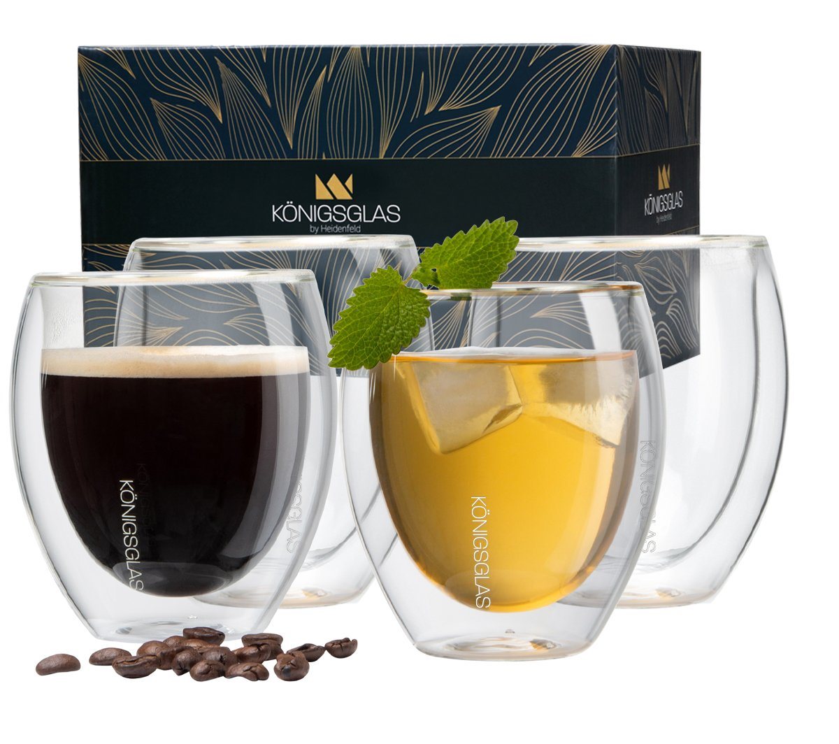 Königsglas Gläser-Set Crema doppelwandige Gläser 2/4er Glas Set 250 ml Cocktailgläser, Premium Swing Gläser aus Borosilikatglas, Trinkglas Kaffee Cappuccino Tasse Teeglas Königsglas Gläser-Set Crema doppelwandige Gläser 2/4er Glas Set 250 ml Cocktailgläser, Premium Swing Gläser aus Borosilikatglas, Trinkglas Kaffee Cappuccino Tasse Teeglas von Königsglas