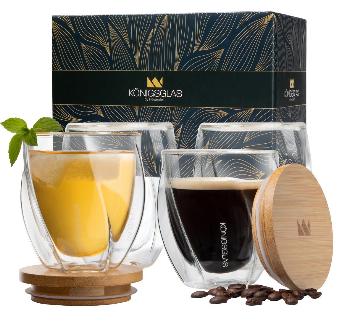 Königsglas Gläser-Set Swing doppelwandige Gläser 2/4er Glas Set 250/350 ml Cocktailgläser, Premium Latte Macchiato Gläser aus Borosilikatglas, Trinkglas Kaffee Cappuccino Tasse Teeglas Königsglas Gläser-Set Swing doppelwandige Gläser 2/4er Glas Set 250/350 ml Cocktailgläser, Premium Latte Macchiato Gläser aus Borosilikatglas, Trinkglas Kaffee Cappuccino Tasse Teeglas von Königsglas