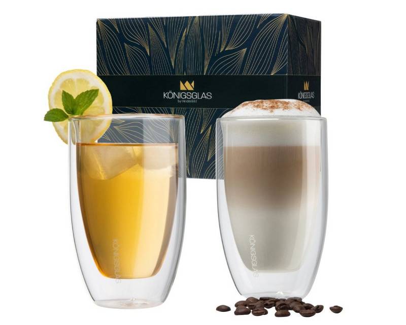 Königsglas Latte-Macchiato-Glas Latte Macchiato Glas 300 ml Cappuccino Gläser-Set doppelwandig, Kaffeetasse, 2/4er Glas Set Trinkglas Thermoglas Kaffee Teeglas Kaffeegläser Tasse von Königsglas