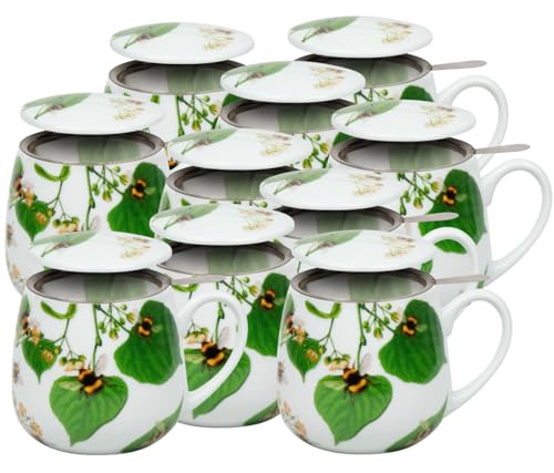 10er SET Könitz Becher mit Sieb und Deckel 400 ml Tea for you - Bumblebees on leave/Teebecher von Könitz Porzellan GmbH