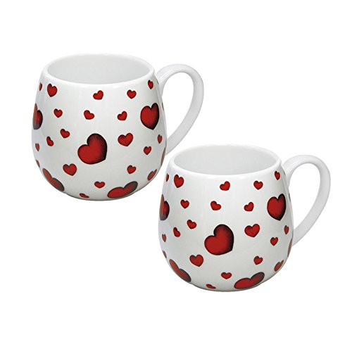 Könitz Porzellan Kaffee Becher Set 2 teilig „Little Hearts“ schönes Kuschelbecher Kaffee Tassen Set, ideal auch als Tee Tasse oder Kakao Tasse, prima Geschenkidee, von Könitz Porzellan