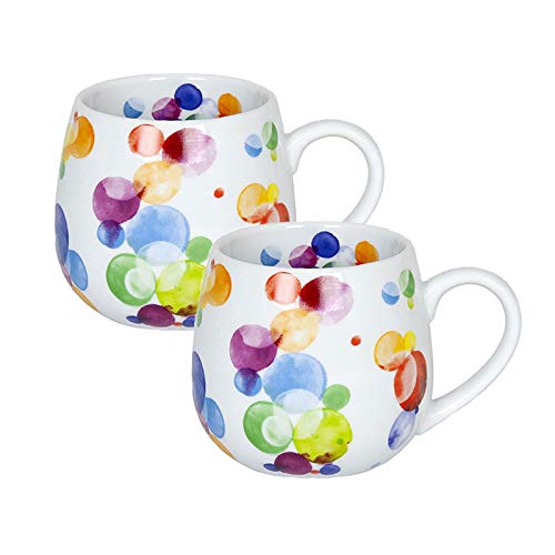 Könitz Porzellan Tassen Set Colourful Cast - Bubbles 2 teilig 400 ml Kaffeetassen Teetassen schönes Becherset von Könitz Porzellan