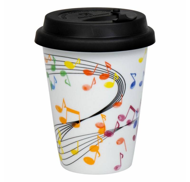 Könitz Coffee-to-go-Becher To Go Mug Flying Notes, Porzellan, mit Deckel von Könitz