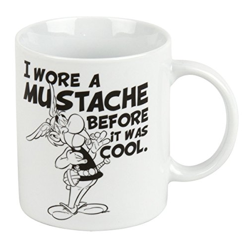 Könitz Kaffeebecher Asterix I wore a Mustache im Geschenkkarton Becher, Porzellan, Weiß, 11x8x9.2 cm von Könitz